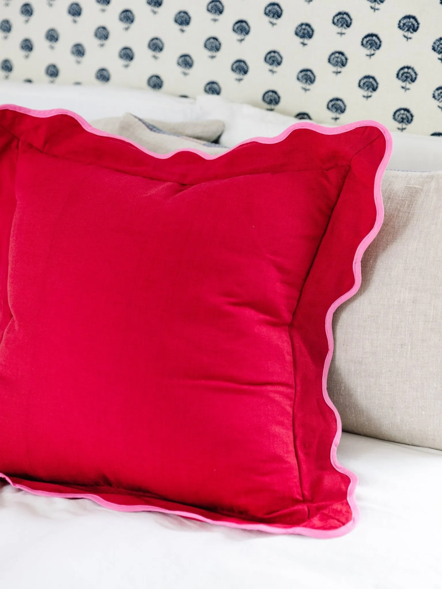 Darcy Linen Pillow | Wine   Neon Pink