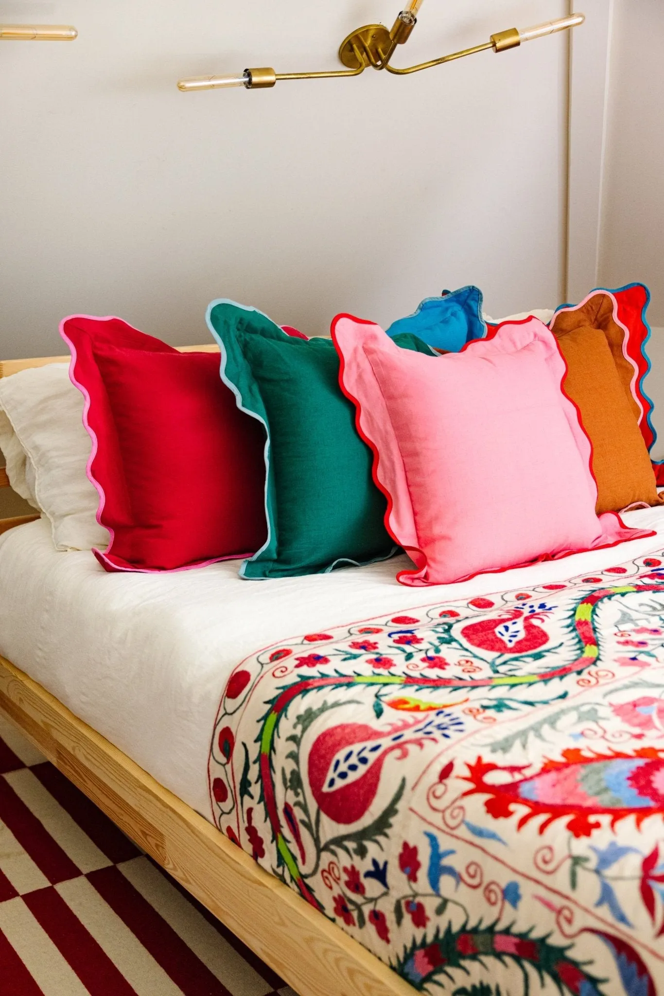 Darcy Linen Pillow | Wine   Neon Pink