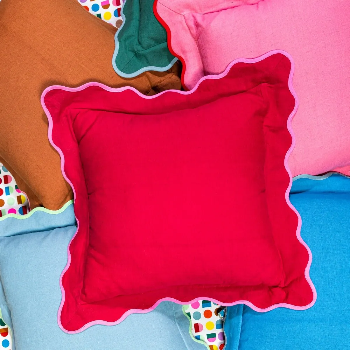 Darcy Linen Pillow | Wine   Neon Pink