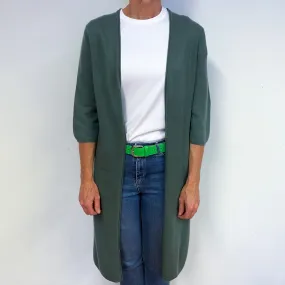 Dark Sage Green Cashmere Edge to Edge Cardigan Medium