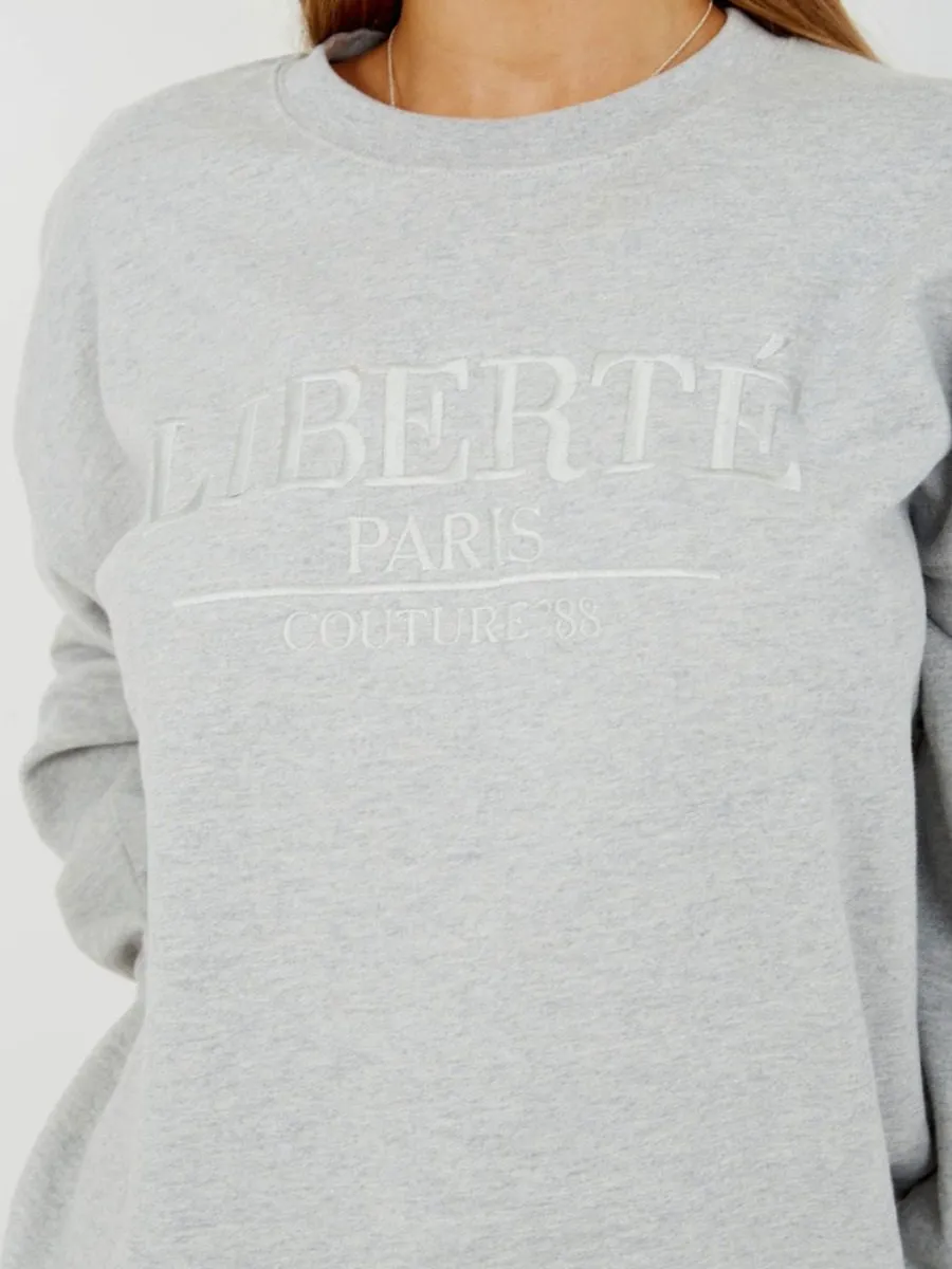 Debra Embroidered Liberte Sweatshirt Jumper In Grey
