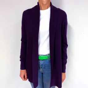 Deep Iris Purple Cashmere Edge to Edge Cardigan Medium