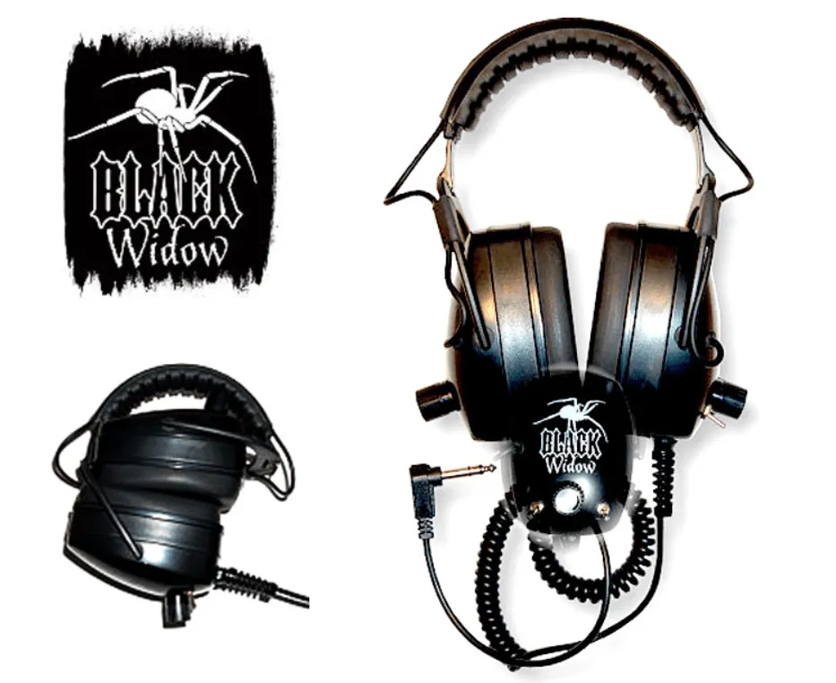 Detector Pro Black Widow Headphones - 1/8" Plug compatible with Equinox, Manticore