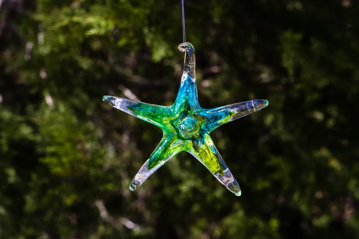 Dichroic Starfish Suncatcher with Infused Cremains