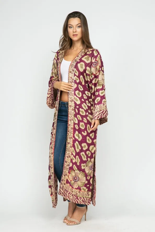 Embroidered Duster Kimono ~ Mulberry