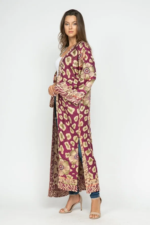 Embroidered Duster Kimono ~ Mulberry