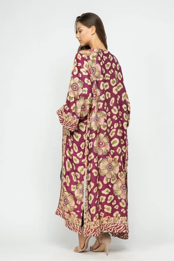 Embroidered Duster Kimono ~ Mulberry