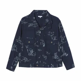 Engineered Garments Animal Print 6.5oz Trucker Jacket (Navy)