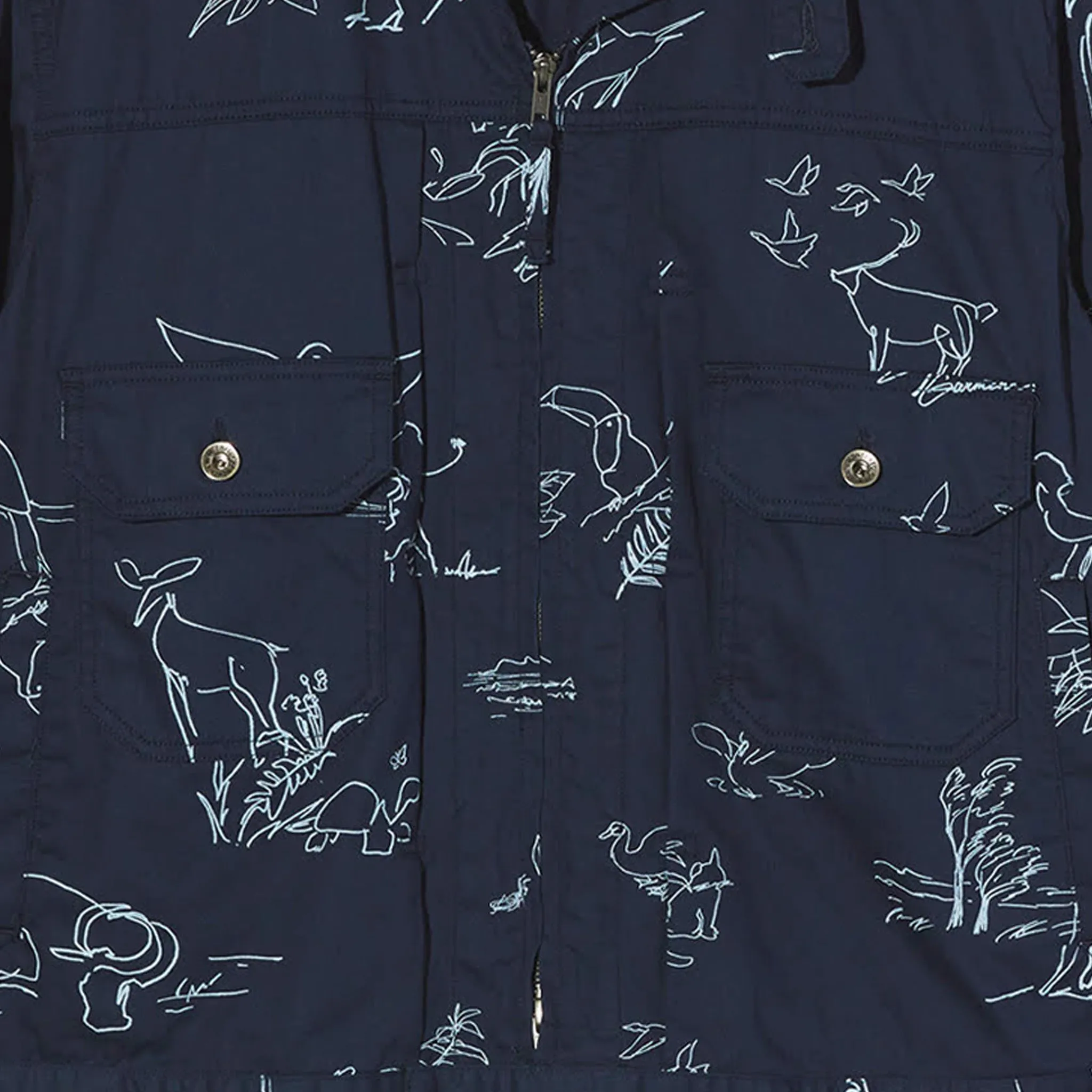Engineered Garments Animal Print 6.5oz Trucker Jacket (Navy)
