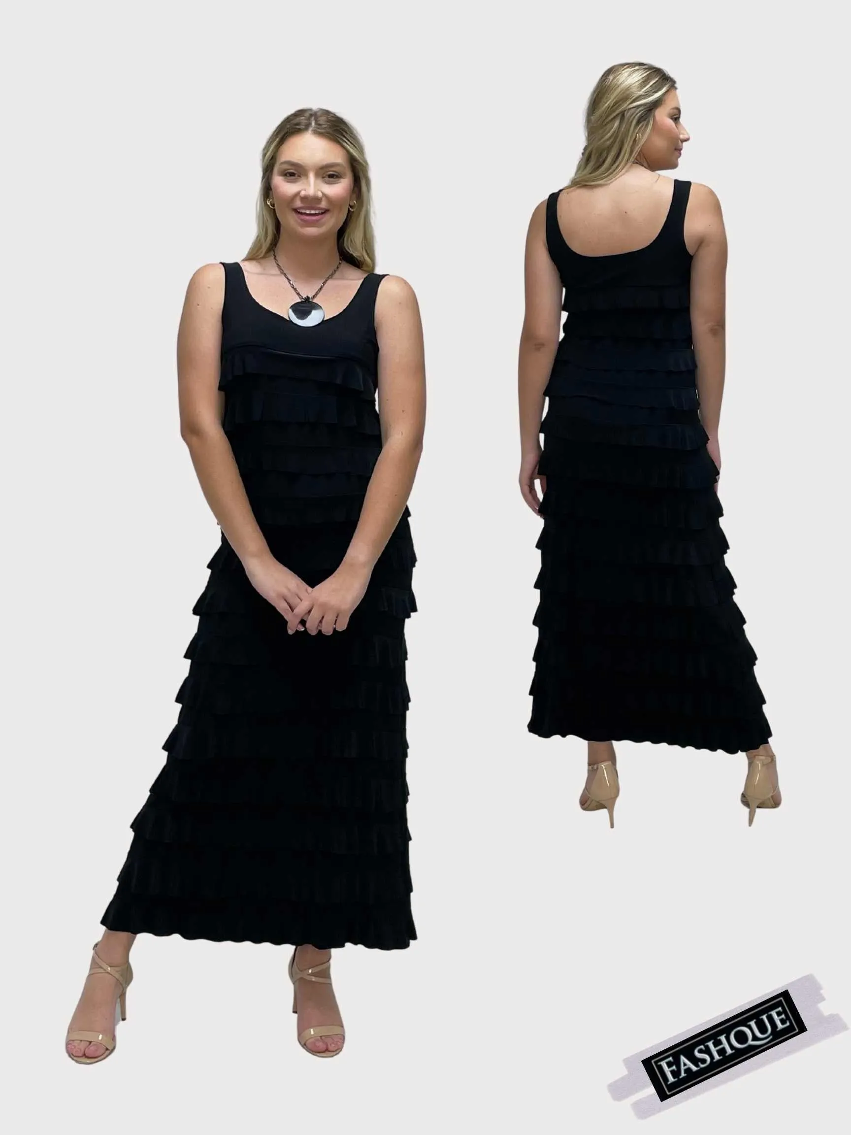 FASHQUE - Ruffle Maxi Dress Sleeveless SOLID COLORS - D211