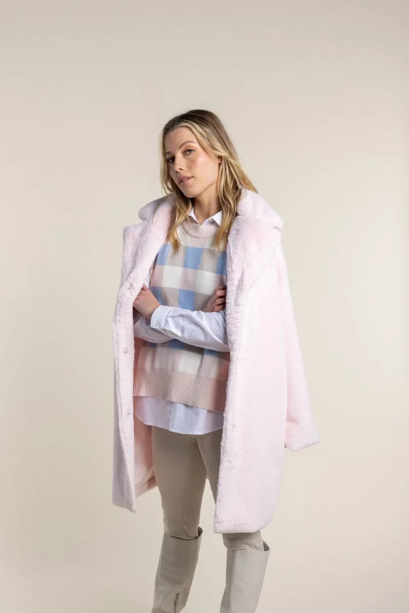 Fur Coat With Collar in Pale Pink 2781 by Two-T's