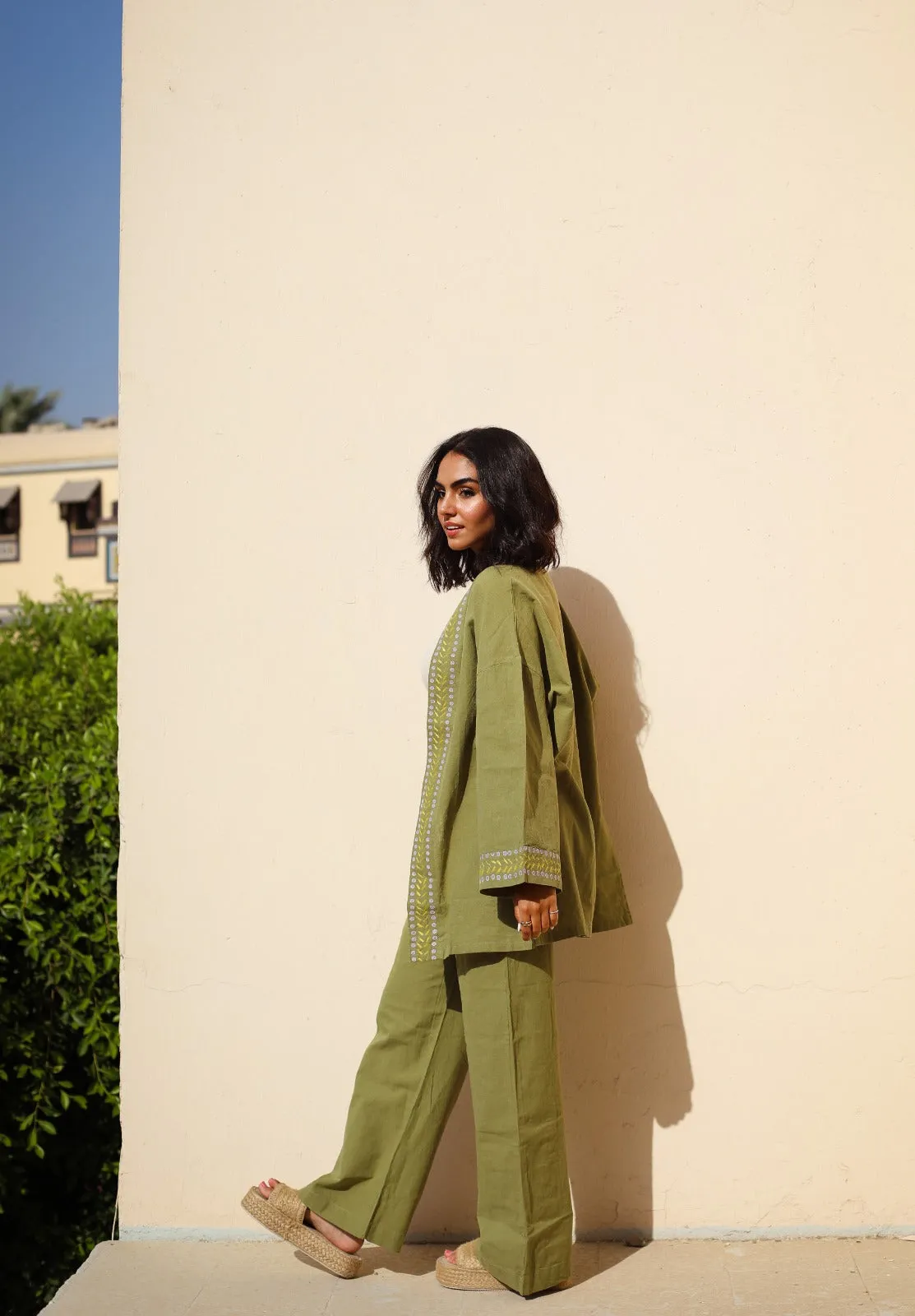 Gaia Linen Kimono Lime Green