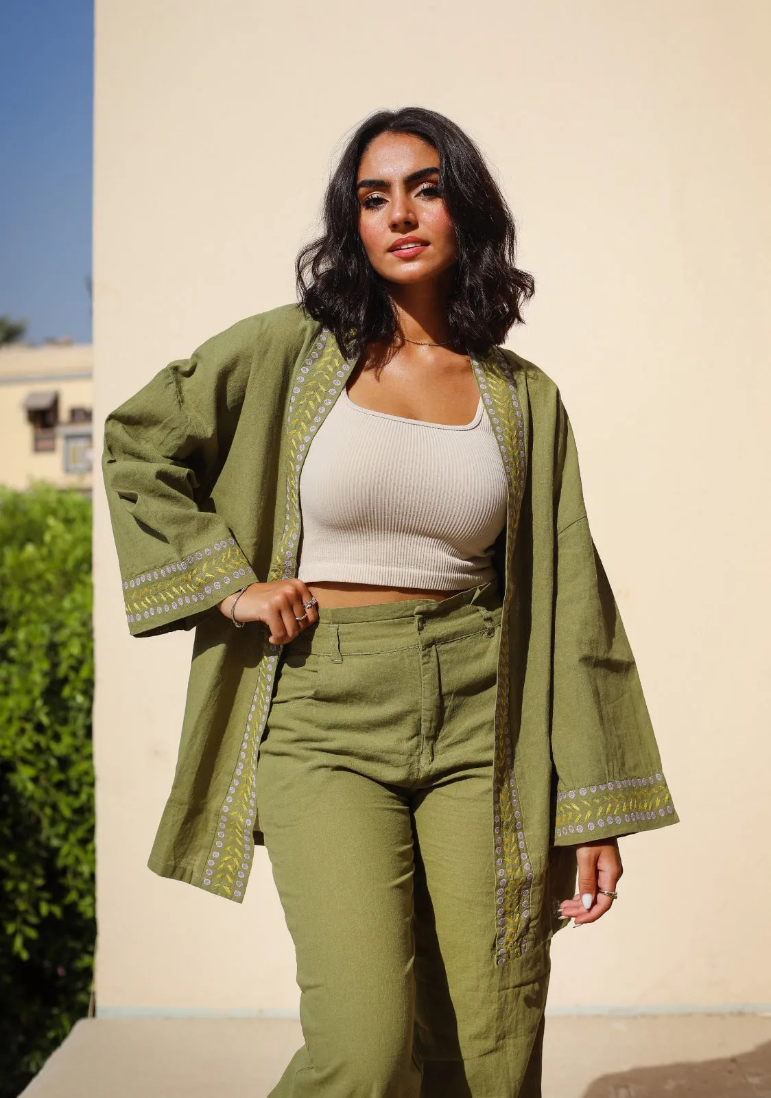 Gaia Linen Kimono Lime Green
