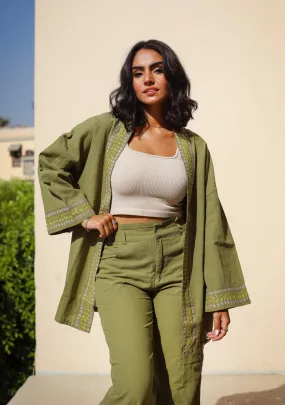 Gaia Linen Kimono Lime Green