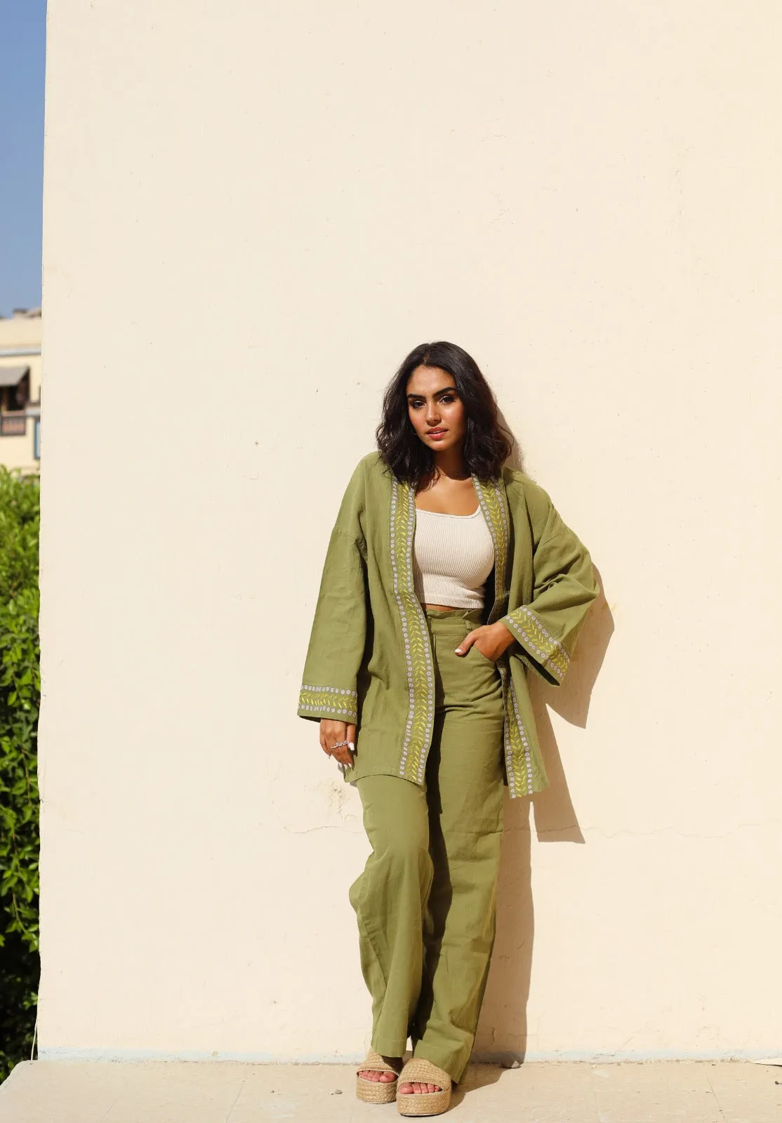 Gaia Linen Kimono Lime Green