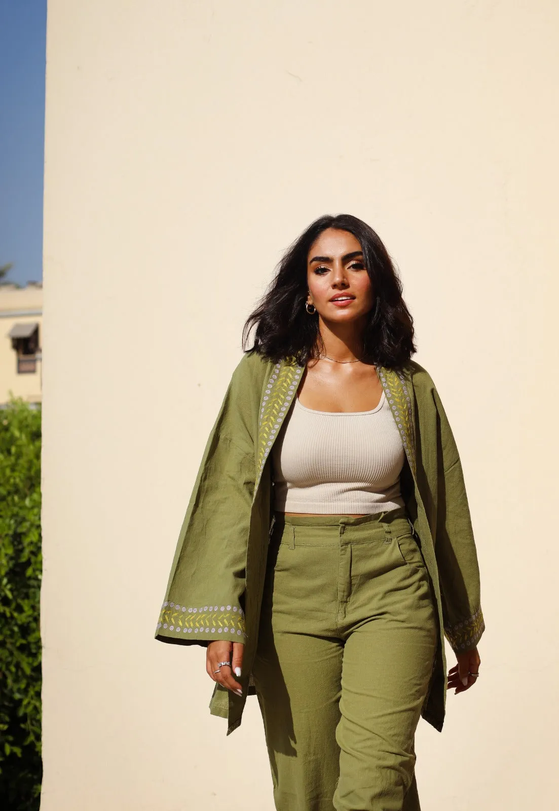 Gaia Linen Kimono Lime Green