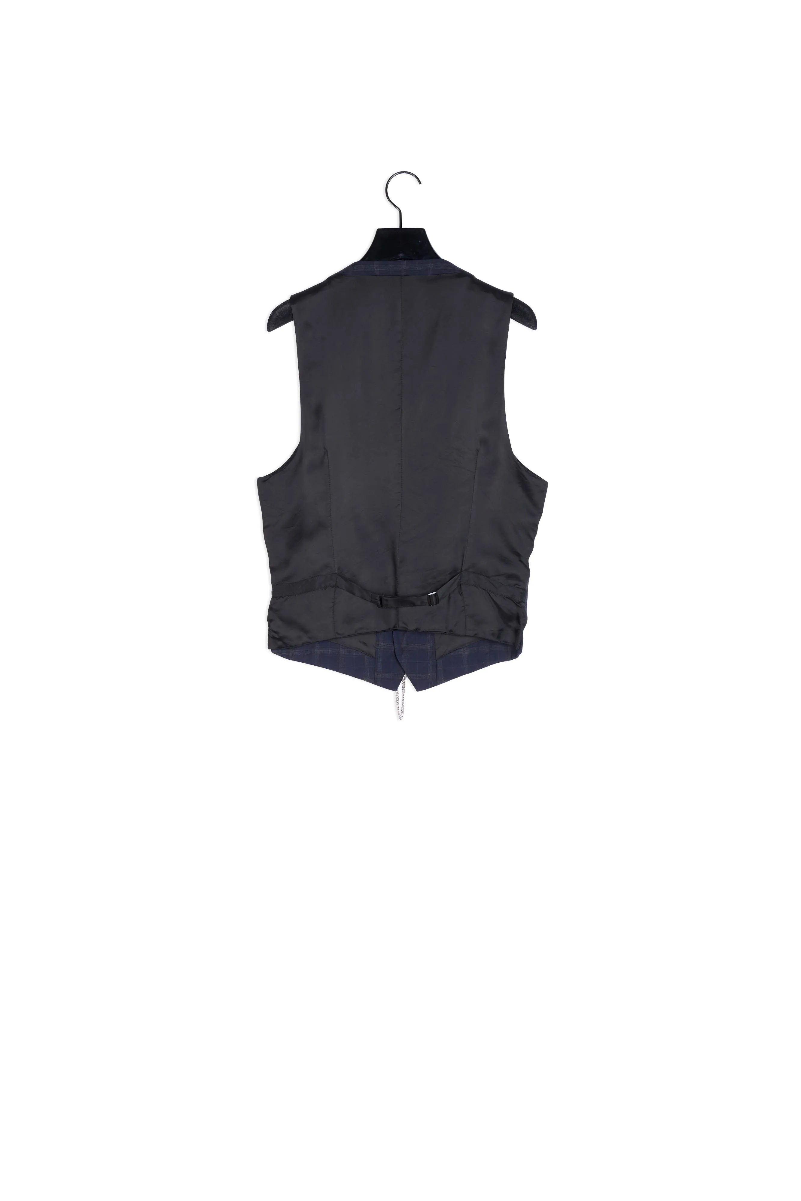 Gilet de costume laine bleu slim martingale