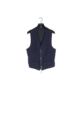 Gilet de costume laine bleu slim martingale