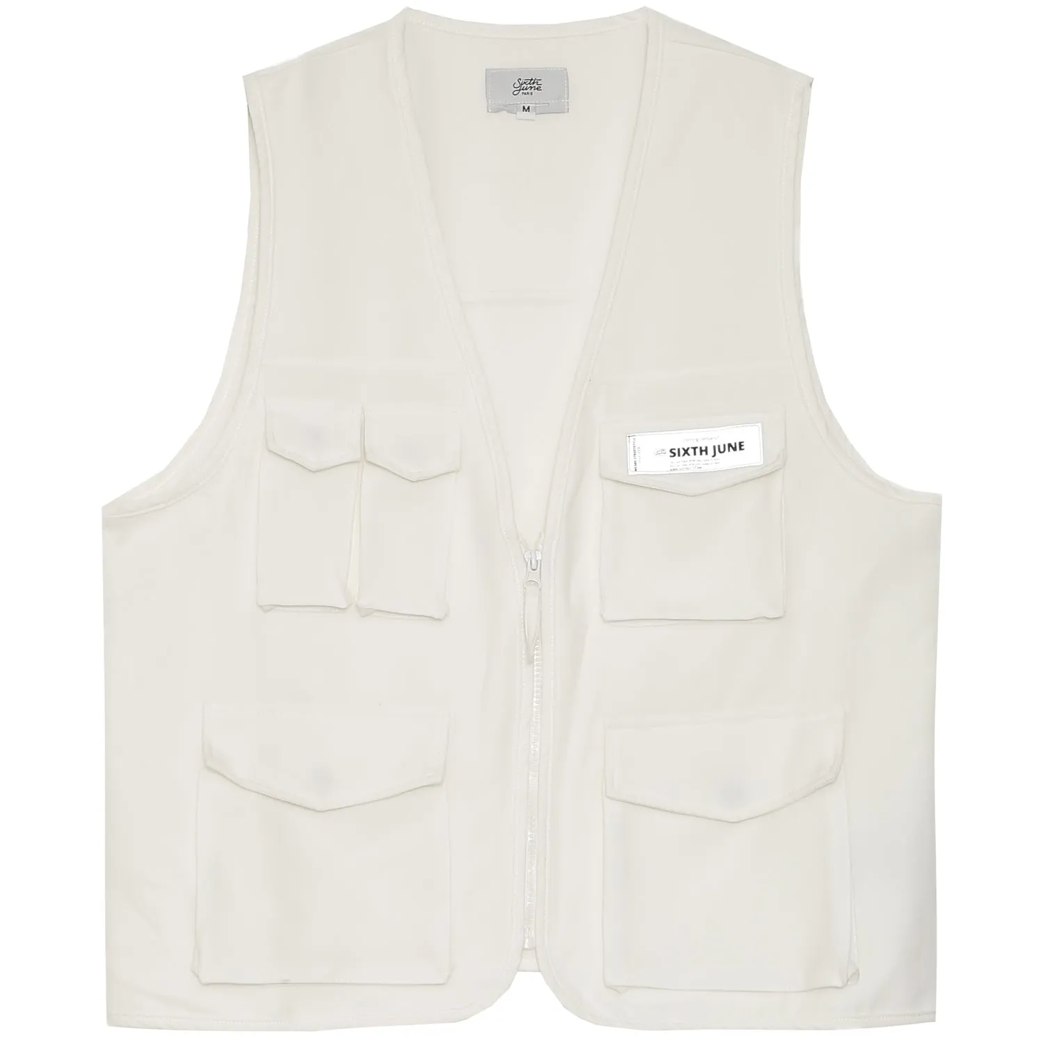 Gilet sans manches réfléchissant cargo blanc cassé