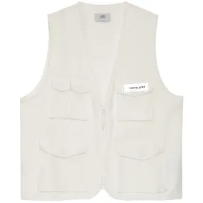 Gilet sans manches réfléchissant cargo blanc cassé