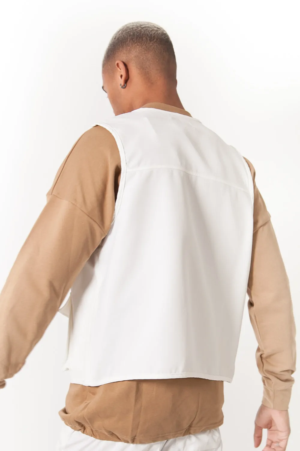 Gilet sans manches réfléchissant cargo blanc cassé