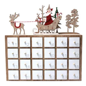 Gisela Graham Santa on Sleigh with Reindeer &amp; Trees Advent Countdown Calendar (27cm)