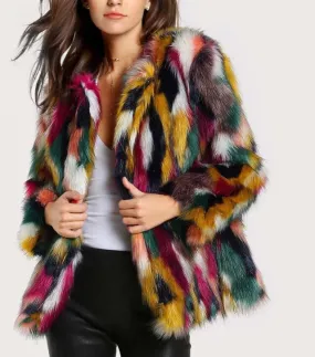 Glamorous- Colorful faux fur coat