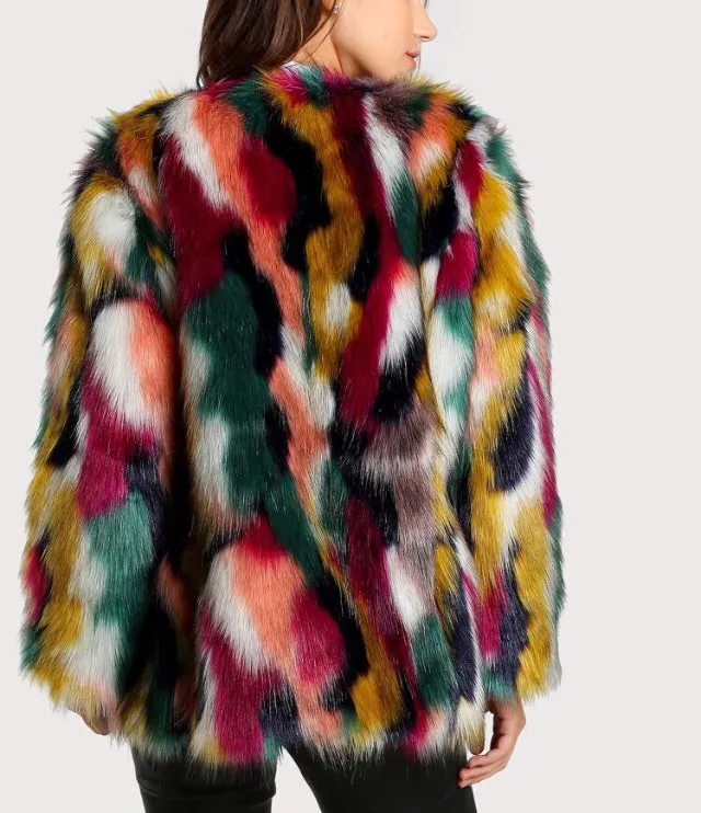 Glamorous- Colorful faux fur coat