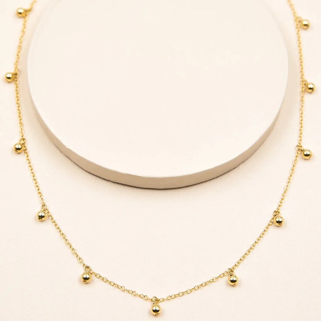 Gold Bead Dangle Necklace