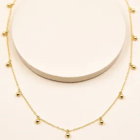 Gold Bead Dangle Necklace