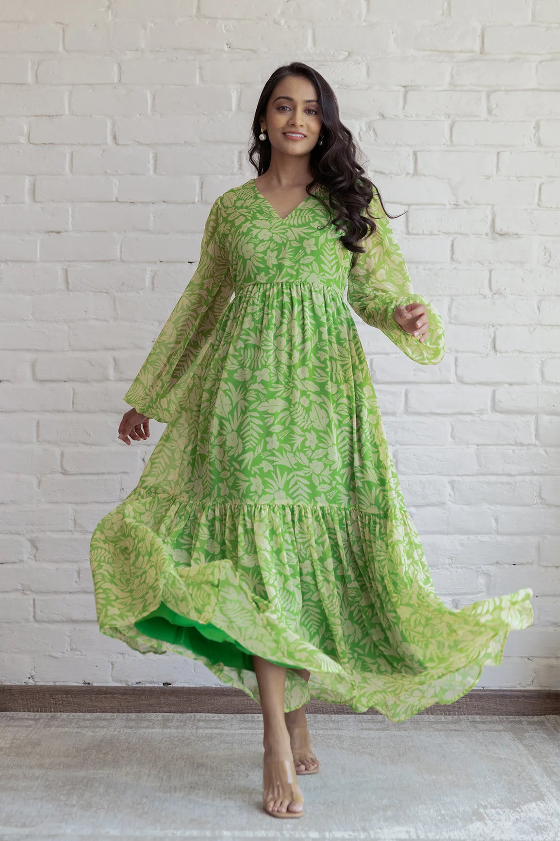 GREEN & YELLOW FLORAL MAXI
