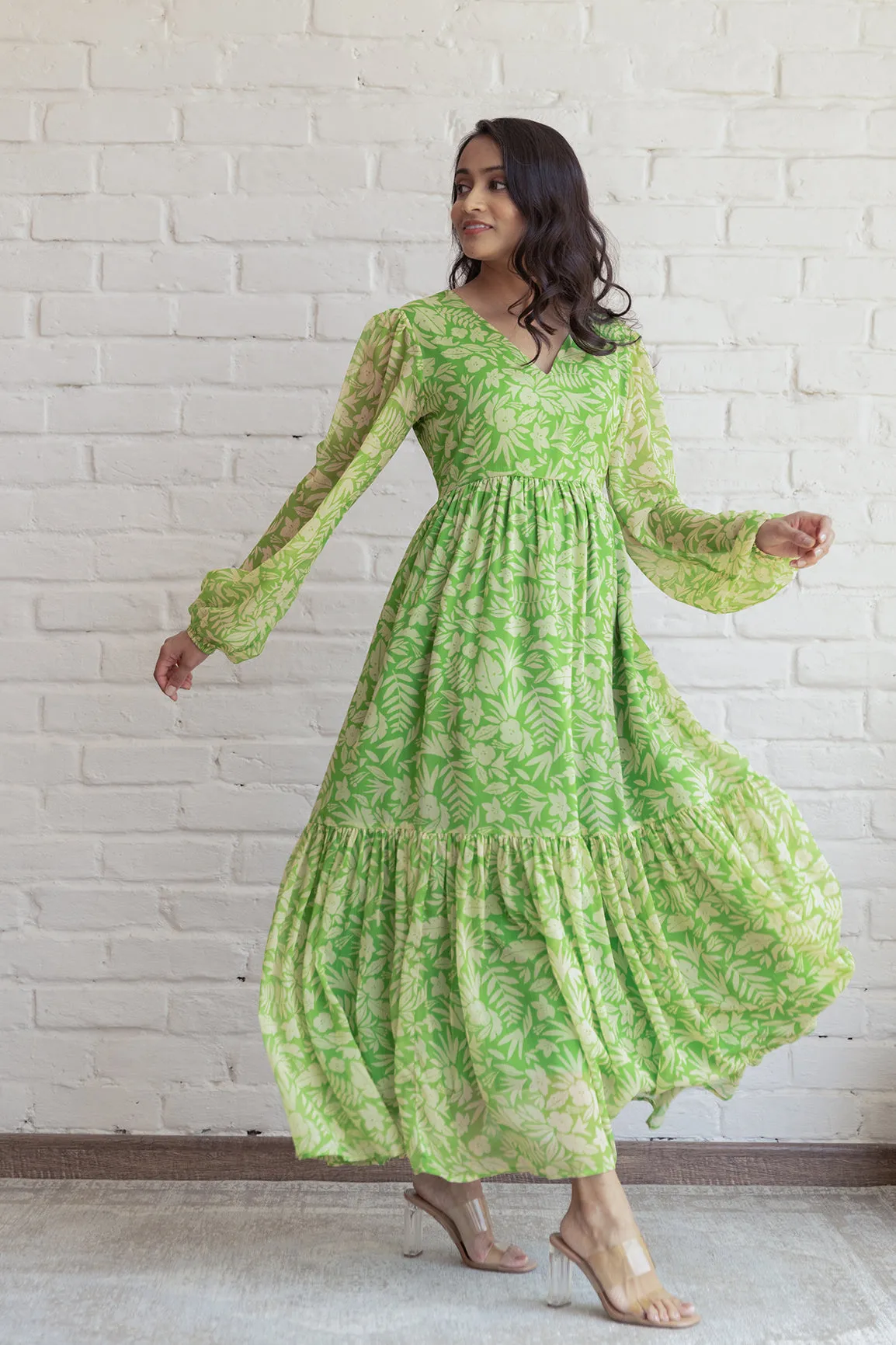 GREEN & YELLOW FLORAL MAXI
