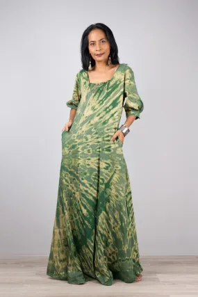 Green Tie Dye Maxi Dress