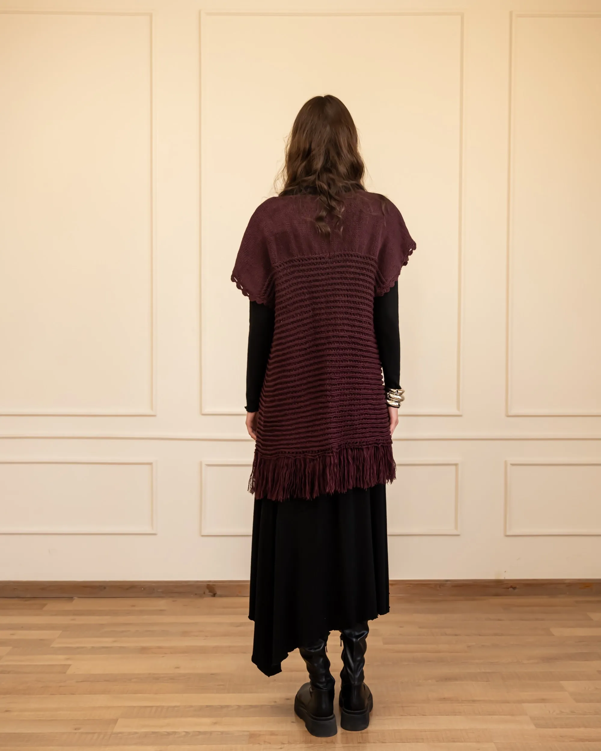 HANDMADE KNIT CARDIGAN -MAROON