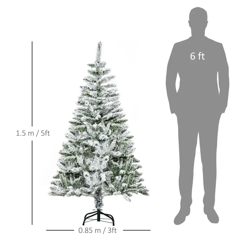 HOMCOM Christmas Tree Snow Flocked 5'