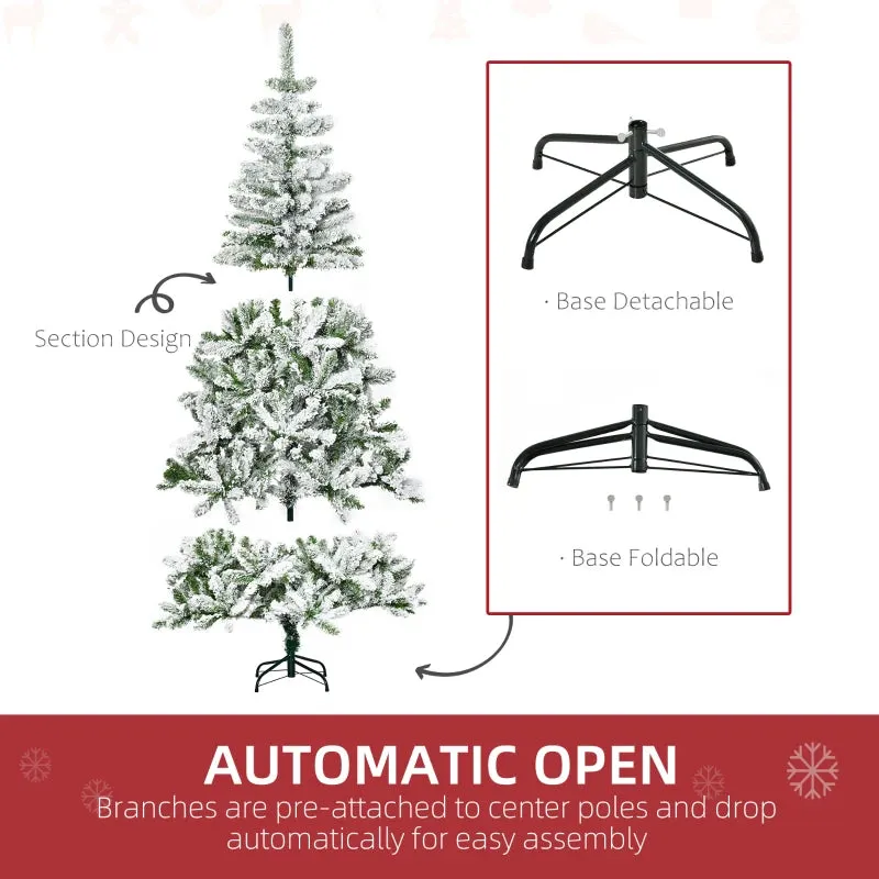 HOMCOM Christmas Tree Snow Flocked 6'