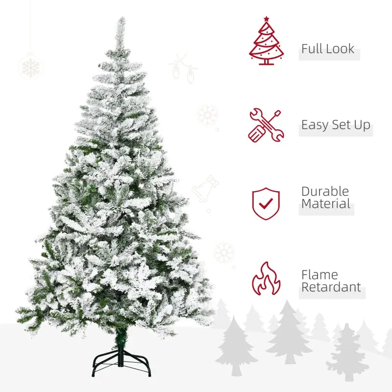 HOMCOM Christmas Tree Snow Flocked 6'