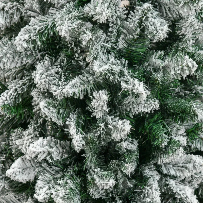 HOMCOM Christmas Tree Snow Flocked Slim 6' with Pinewood Base