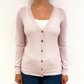 Ice Pink Lightweight Cashmere V-Neck Cardigan Small