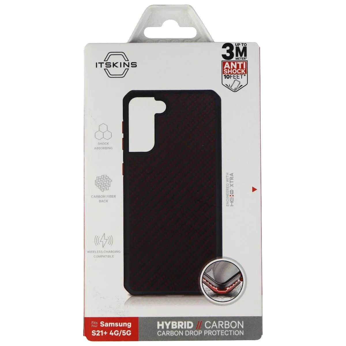 ITSKINS Hybrid Carbon Case for Samsung Galaxy (S21 ) 5G - Black/Red
