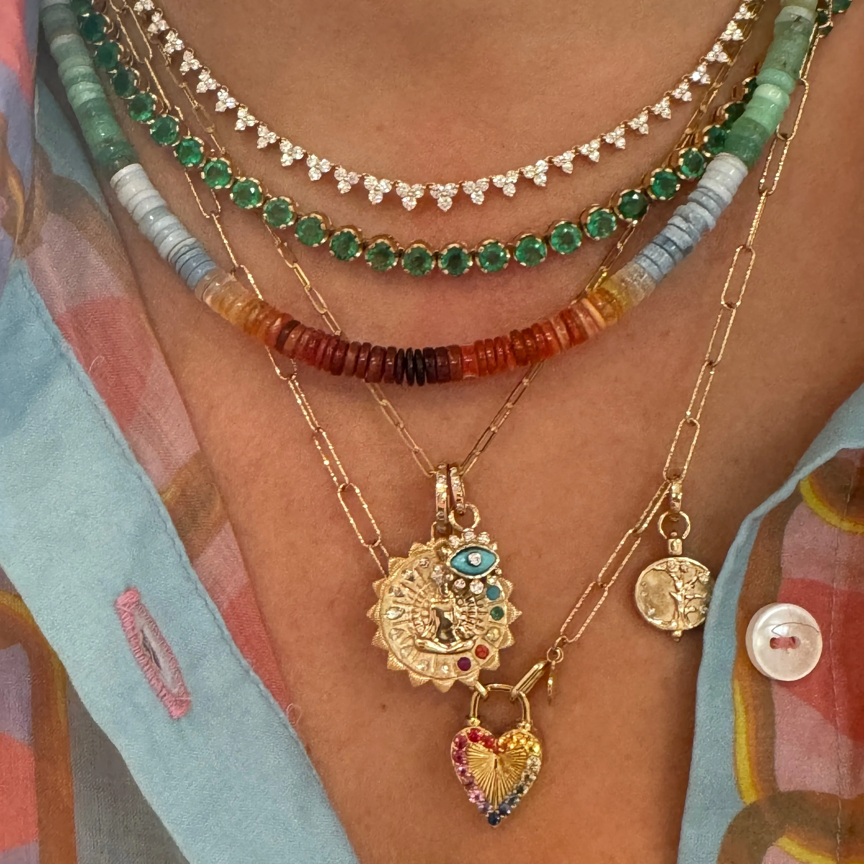 Juicy Emerald Rounds Tennis Necklace