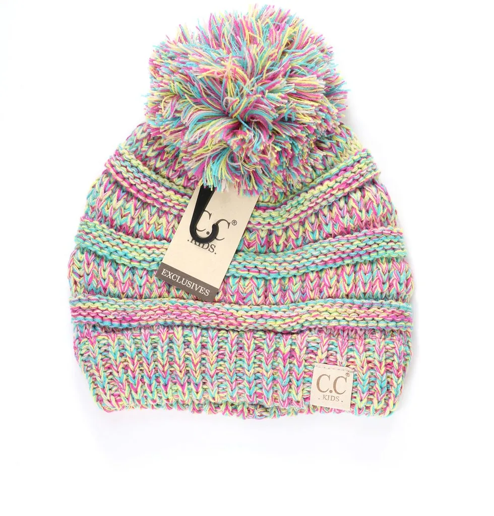 Kids Four-Tone Pom Beanie