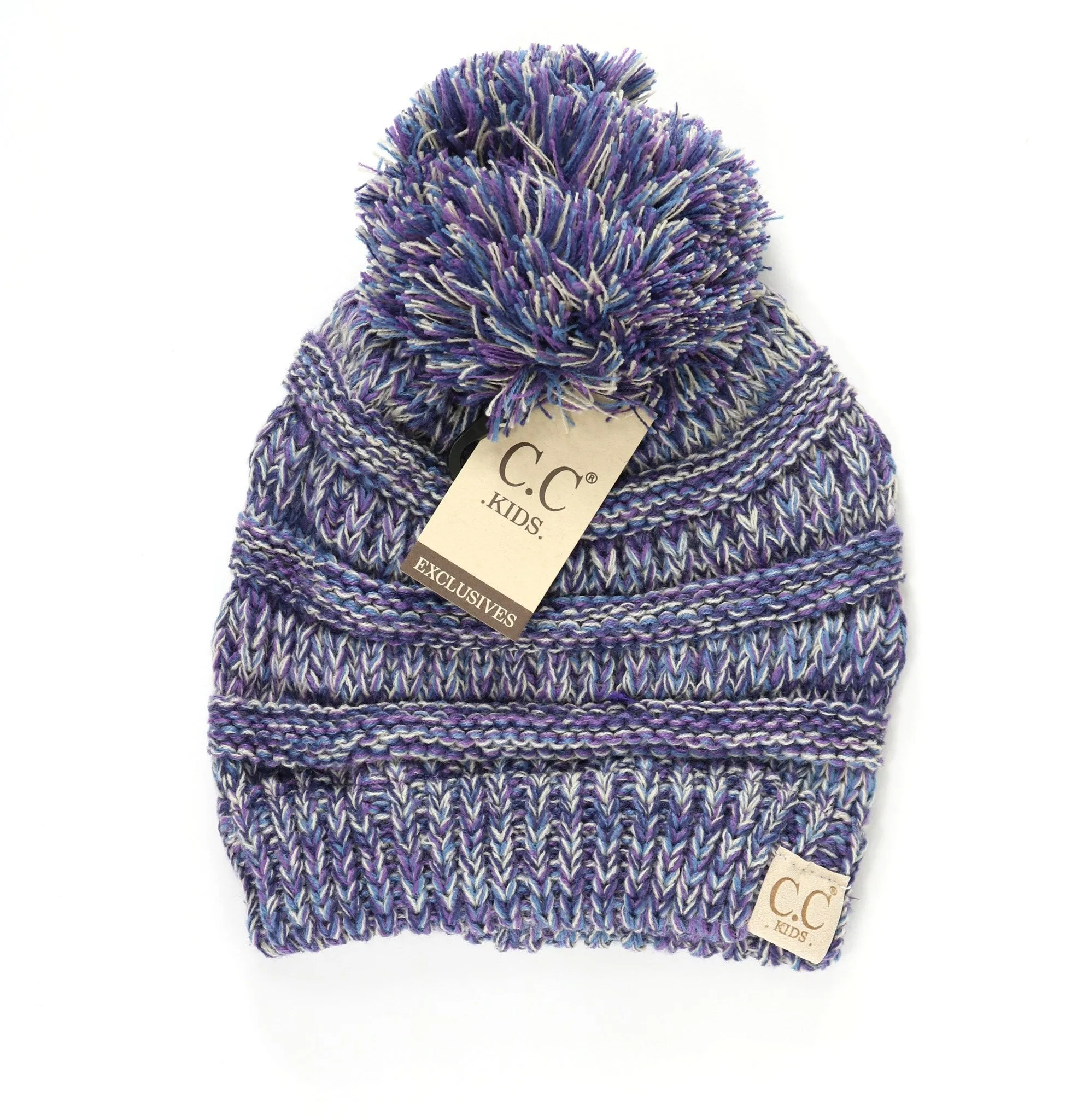Kids Four-Tone Pom Beanie