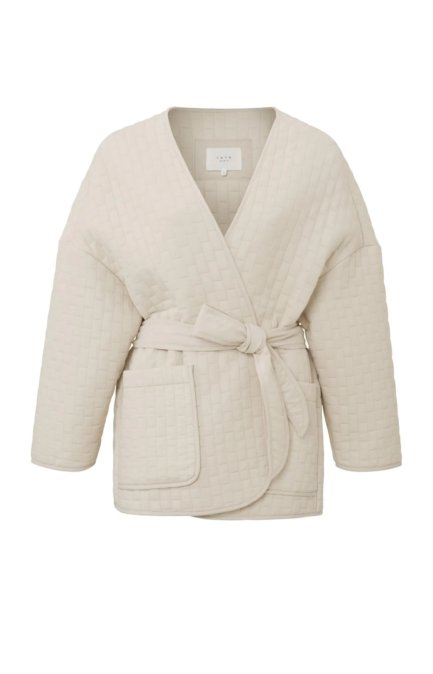 Kimono jacket with V-neck, long sleeves and waistband