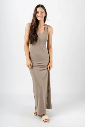 Knit maxi dress taupe