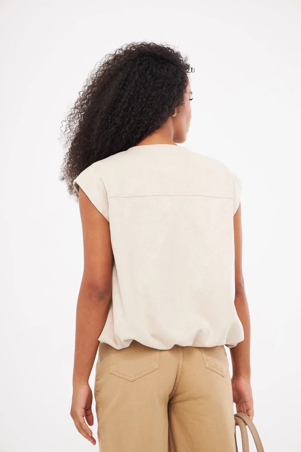 Large Front Pockets Sleeveless Gilet