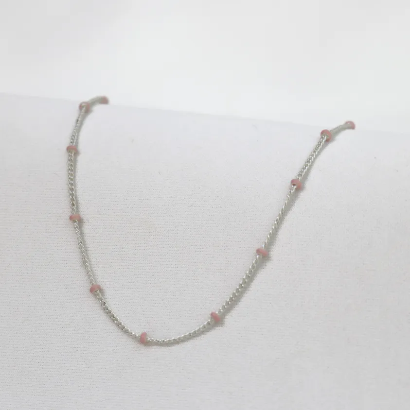 Layer Me Necklace - Silver with Blush