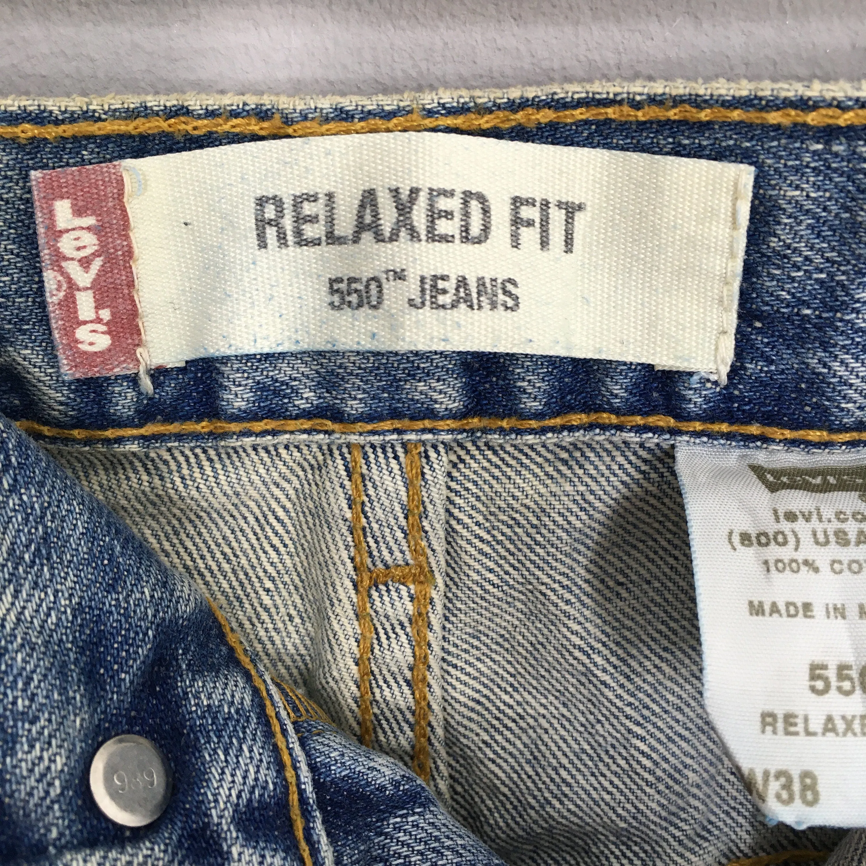 Levi's 550 Relaxed Fit Jeans Faded Dirty Denim Size 38x31