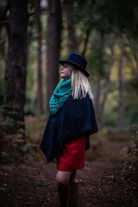 Limited Edition Hand Knitted Chunky Cable Neck Warmer In Turquoise