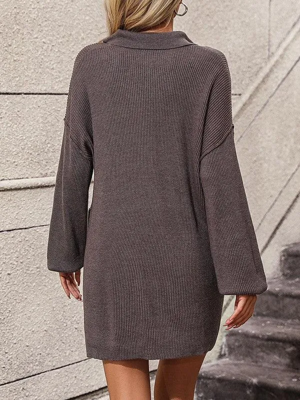 Long Sleeve Ribbed Knit Dress